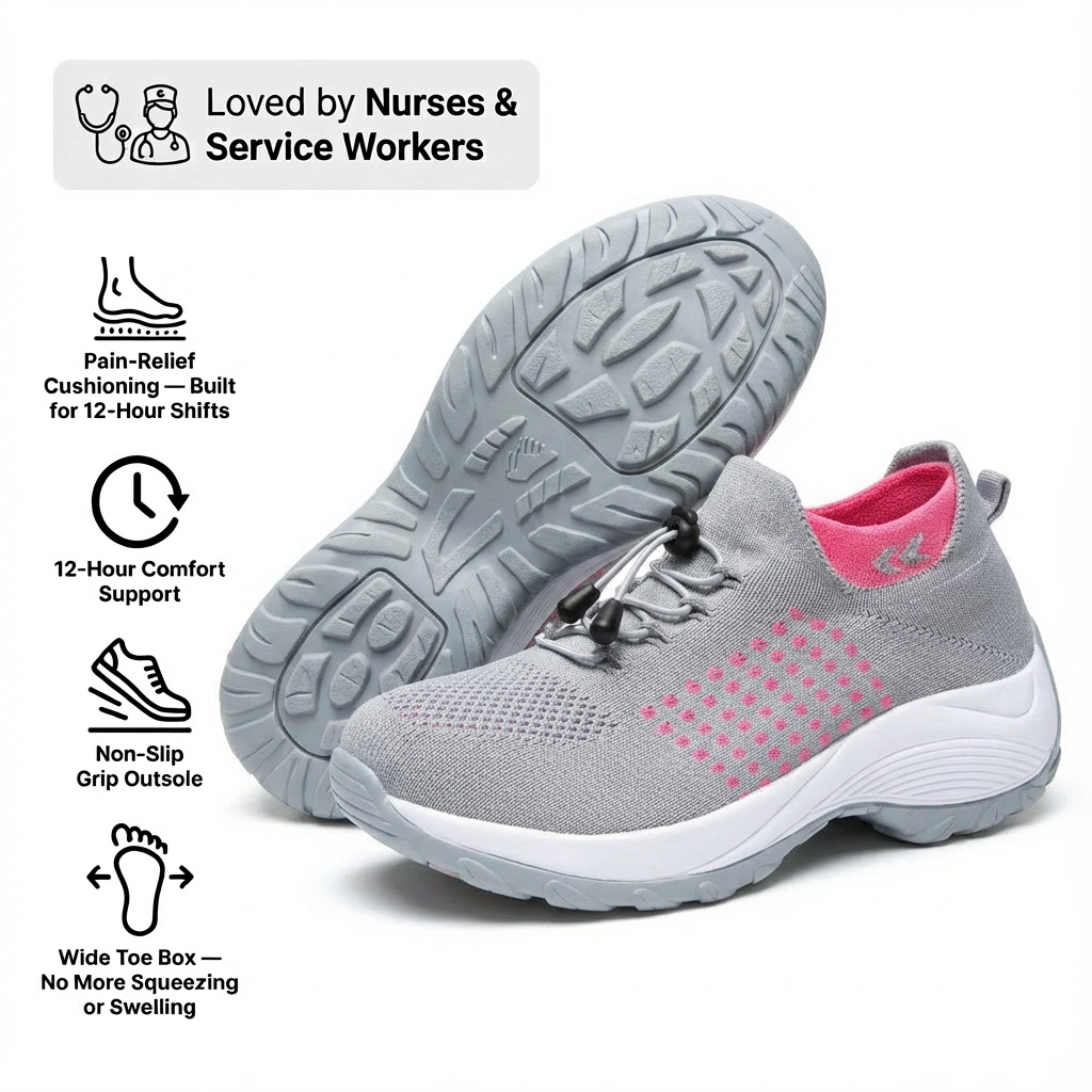 ShiftPro™ – Zapatos cómodos para turnos de 12 horas y alivio del talón y la fascitis plantar