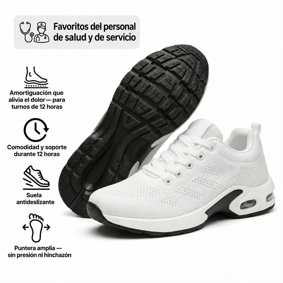 Zanviora™ Pro — Zapatos para turnos de 12 horas con alivio del dolor de pies, rodillas y espalda durante todo el día