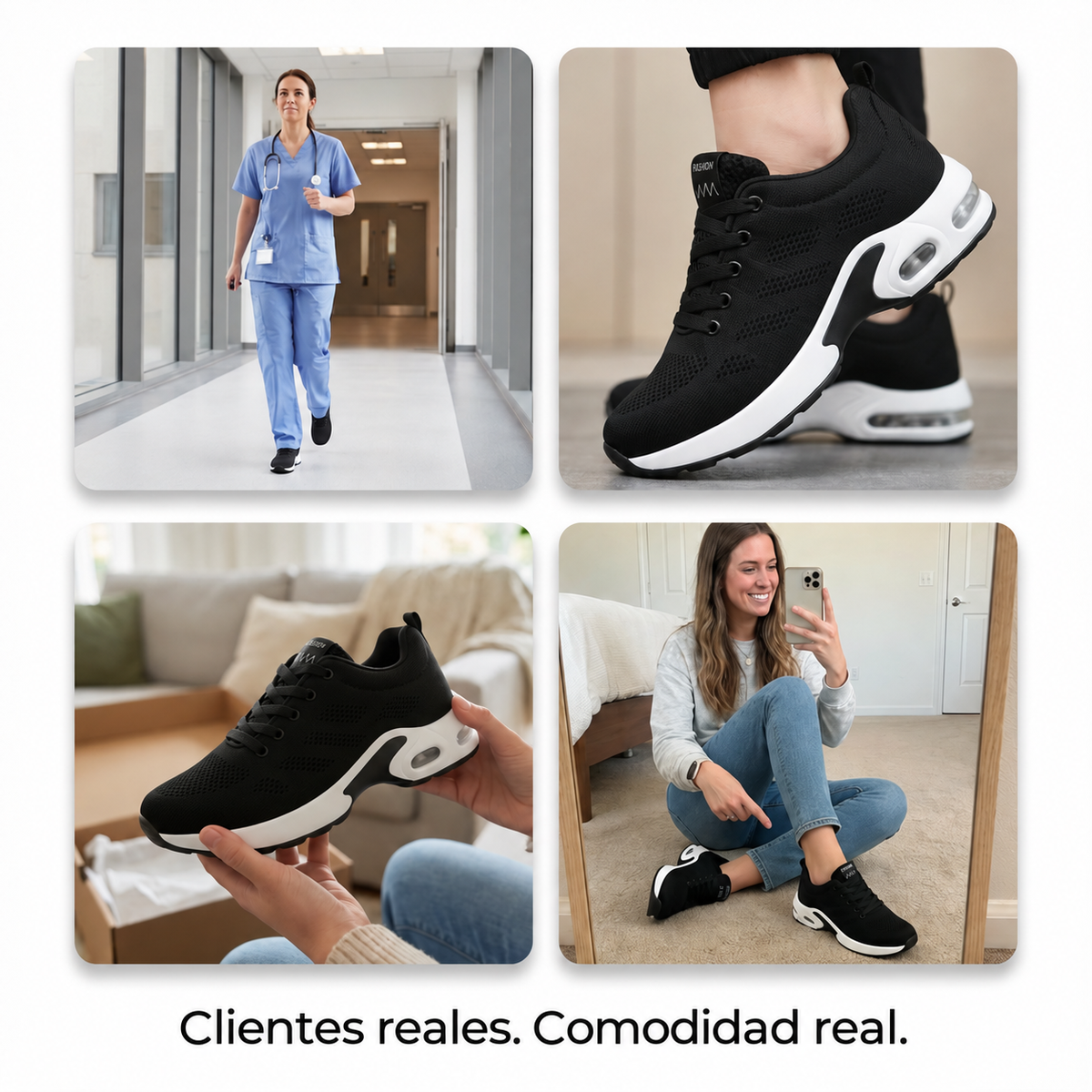 Zanviora™ Pro — Zapatos para turnos de 12 horas con alivio del dolor de pies, rodillas y espalda durante todo el día