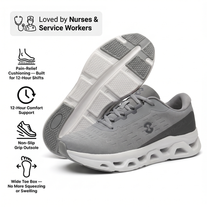 Zanviora™ Fly — Zapatos para turnos de 12 horas con alivio del dolor de pies, rodillas y espalda durante todo el día (gris)