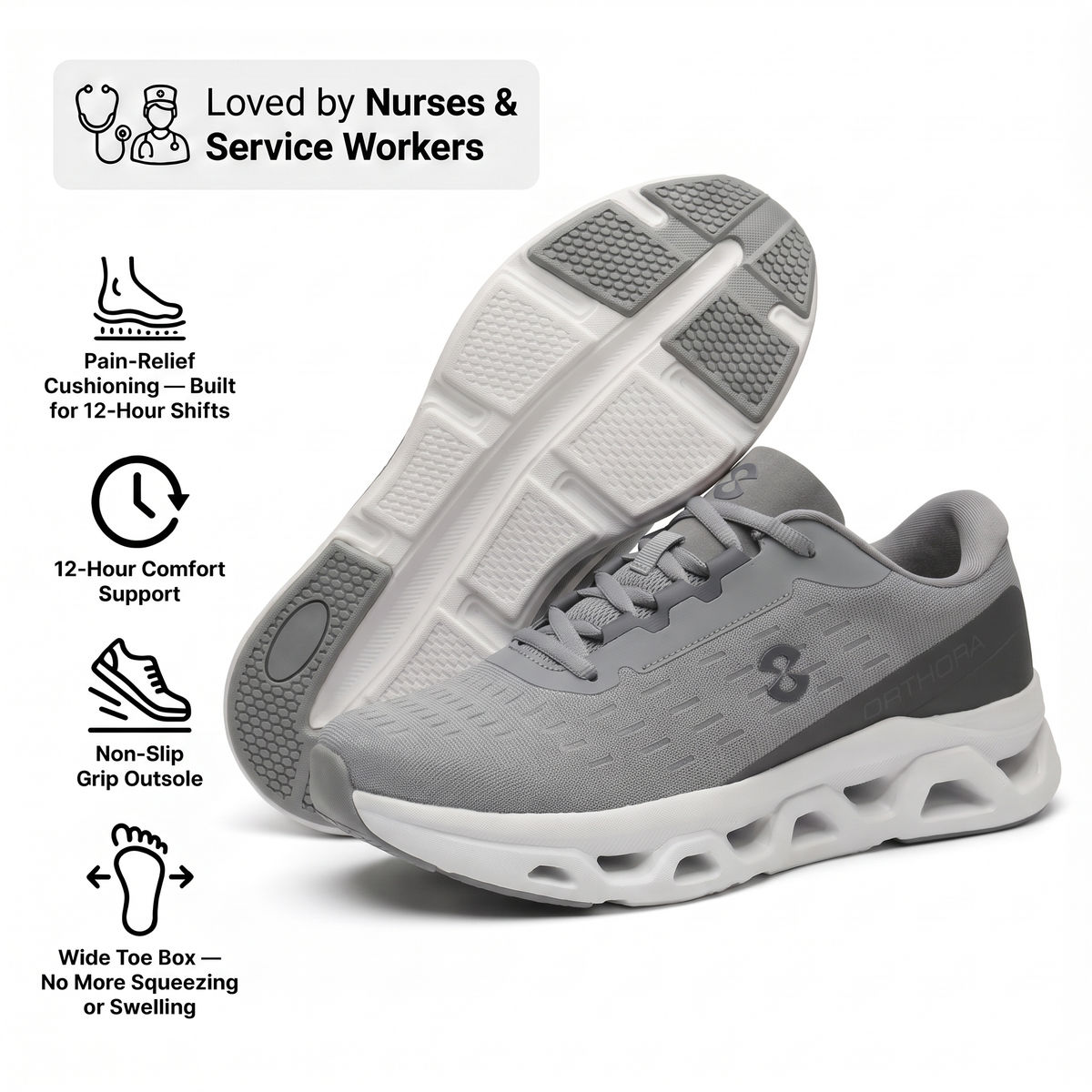 Zanviora™ Fly — Zapatos para turnos de 12 horas con alivio del dolor de pies, rodillas y espalda durante todo el día (compra uno y llévate otro gratis)