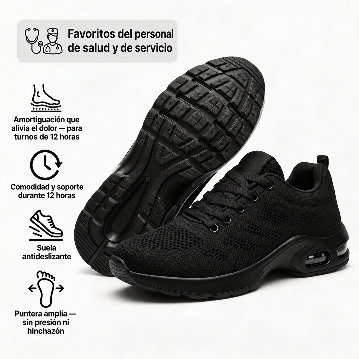 Zanviora™ Pro — Zapatos para turnos de 12 horas con alivio del dolor de pies, rodillas y espalda durante todo el día