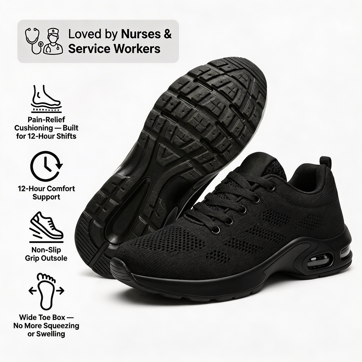 Zanviora™ Pro — Zapatos para turnos de 12 horas con alivio del dolor de pies, rodillas y espalda durante todo el día [Oferta del Día de la Madre]