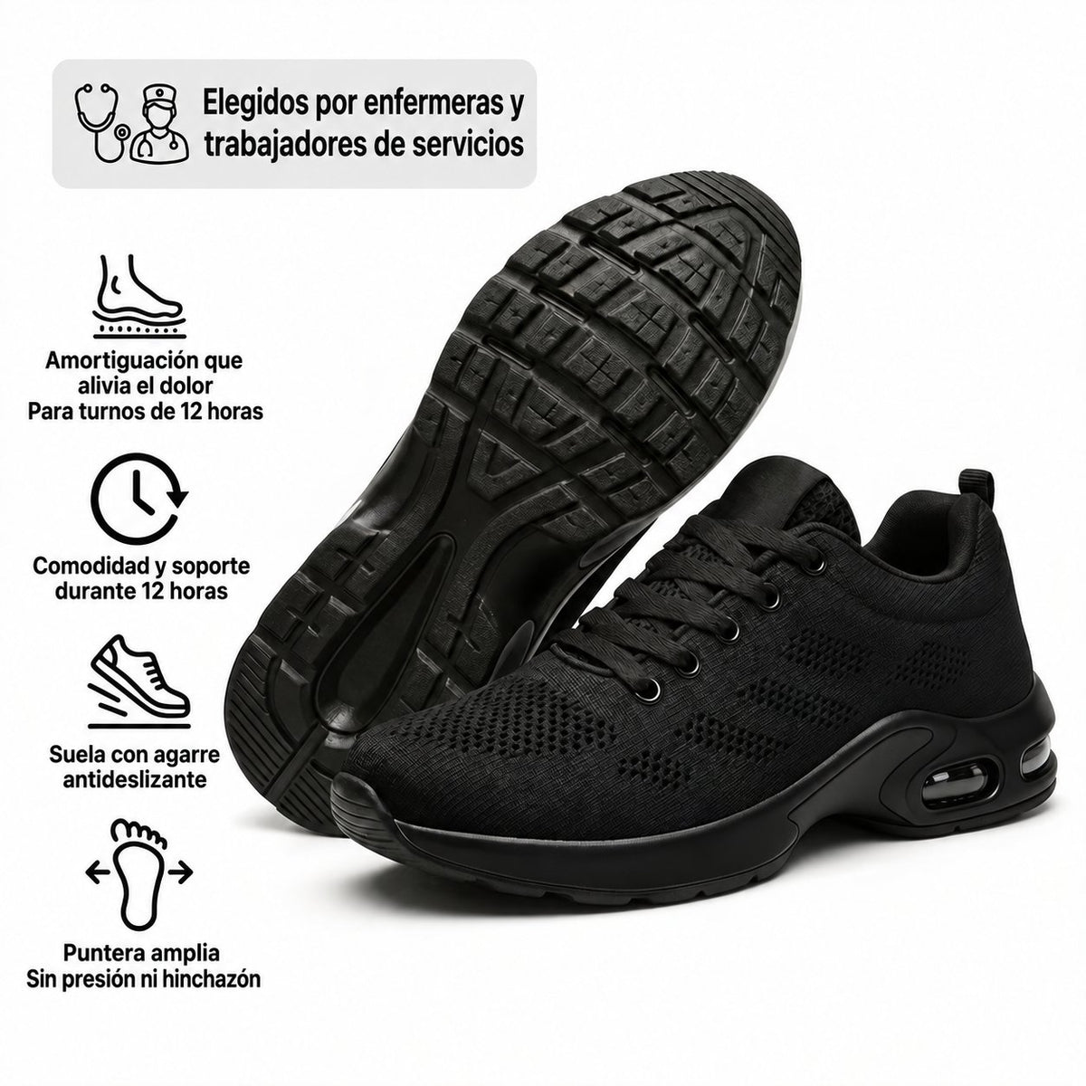 Zanviora™ Pro – Zapatos para turnos de 12 horas y alivio del talón y la fascitis plantar (Unisex)