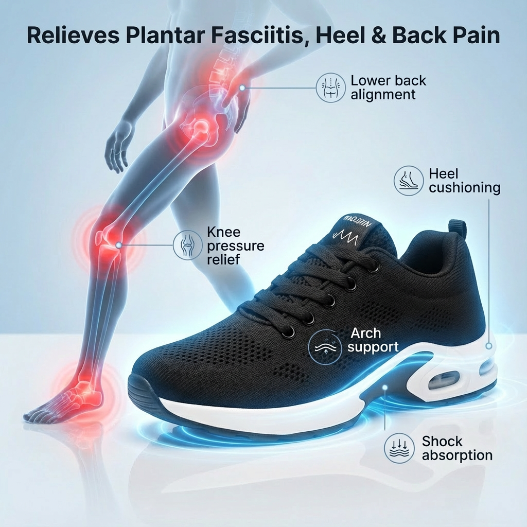 Zanviora™ Pro – Zapatos para turnos de 12 horas y alivio del talón y la fascitis plantar (Unisex)