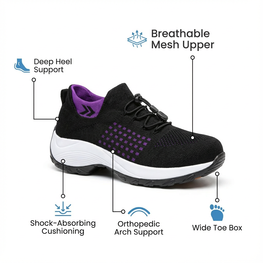 ShiftPro™ – Zapatos cómodos para turnos de 12 horas y alivio del talón y la fascitis plantar