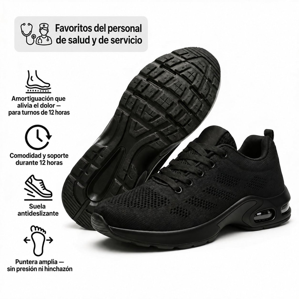 Zanviora™ Pro — Zapatos para turnos de 12 horas con alivio del dolor de pies, rodillas y espalda durante todo el día