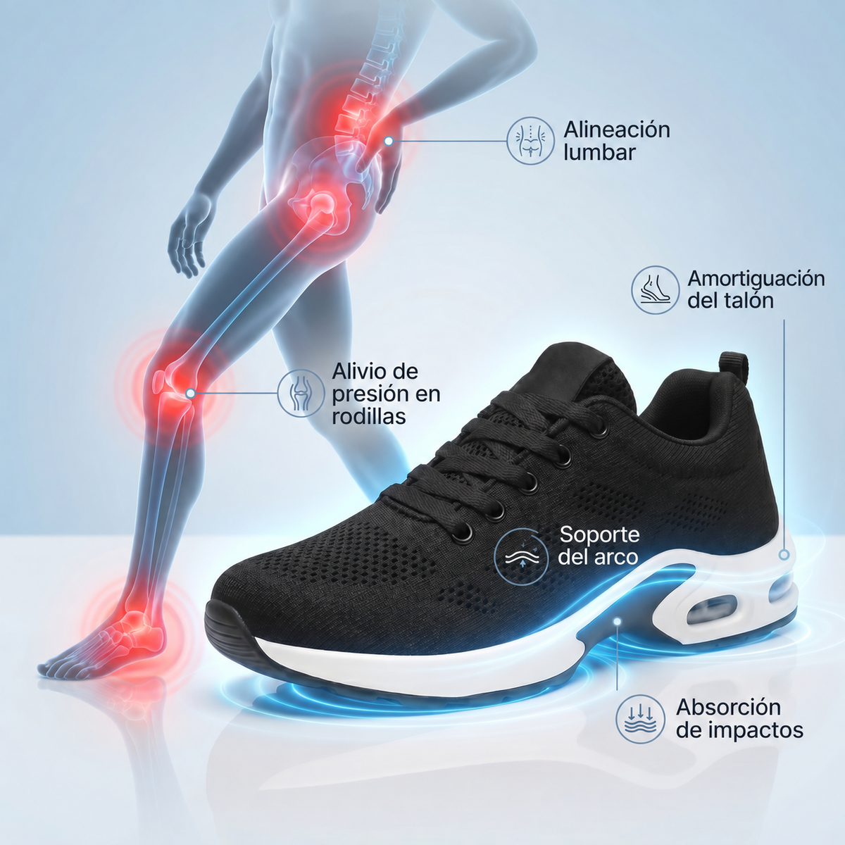 Zanviora™ Pro — Zapatos para turnos de 12 horas con alivio del dolor de pies, rodillas y espalda durante todo el día